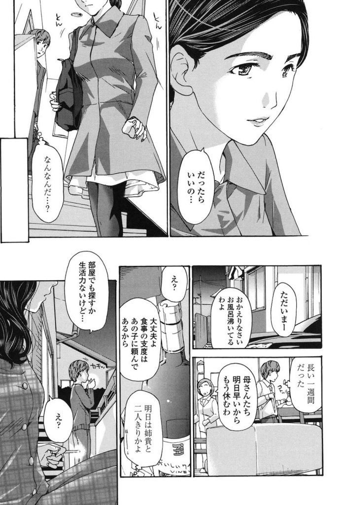 【エロ漫画】彼女と別れて実家に帰ってきた弟が年の離れた四十路前の熟女姉と一緒に酒を飲んだら美人に見えてきて足マンしても嫌がらないので何度も近親相姦する！